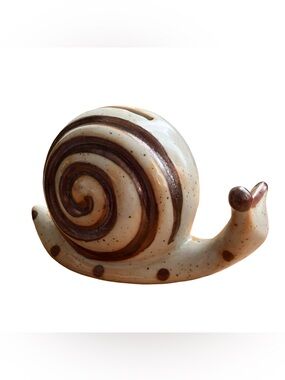 VTG Takahashi Snail Still Bank Coin Tin Art Pottery Ceramic Japan MCM Brown Tan